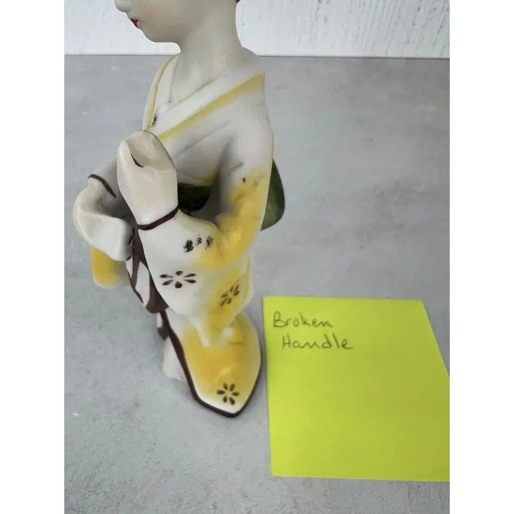Vintage Decorative Japanese Geisha Girl Porcelain Figurine w/ Playing Instrument